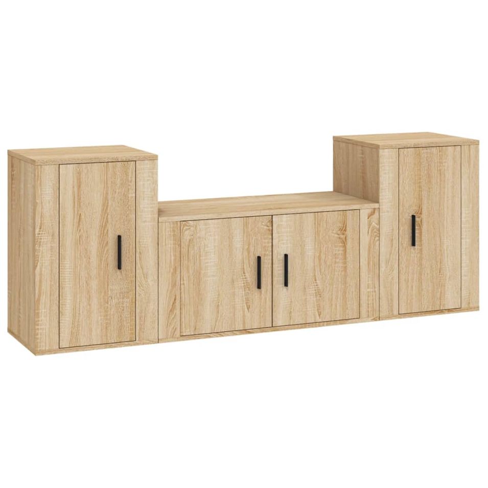 Ensemble de meubles TV 3 pcs Chêne sonoma Bois d'ingénierie - Photo n°1
