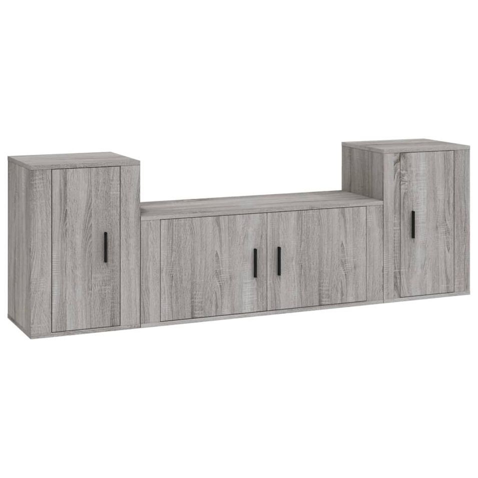 Ensemble de meubles TV 3 pcs Sonoma gris Bois d'ingénierie - Photo n°1
