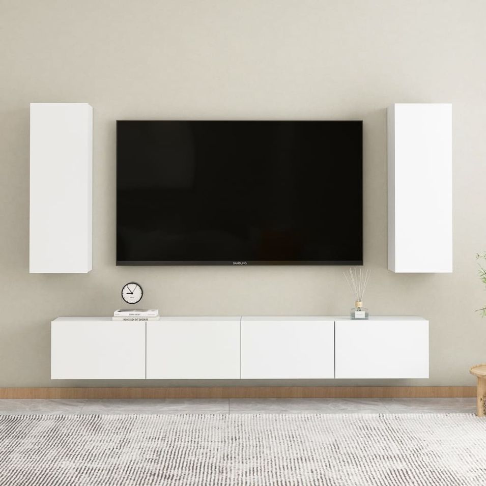 Ensemble de meubles TV 4 pcs Blanc 8 - Photo n°1