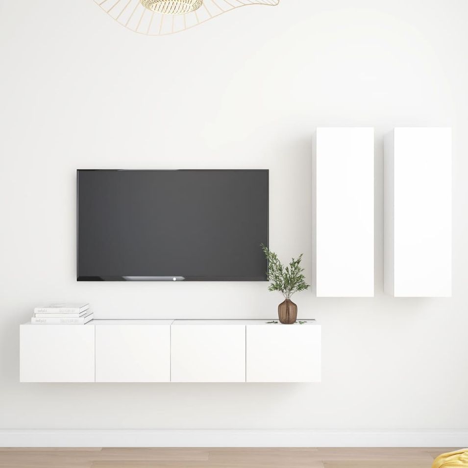 Ensemble de meubles TV 4 pcs Blanc 3 - Photo n°1