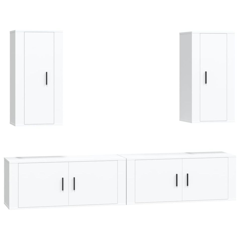 Ensemble de meubles TV 4 pcs Blanc Bois d'ingénierie - Photo n°1
