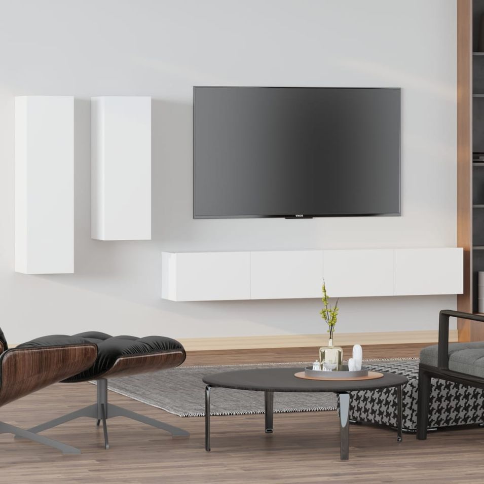 Ensemble de meubles TV 4 pcs Blanc Bois d'ingénierie - Photo n°1