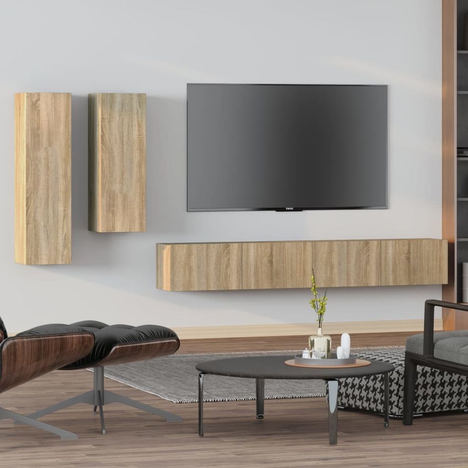 Ensemble de meubles TV 4 pcs Chêne sonoma Bois d'ingénierie - Photo n°1