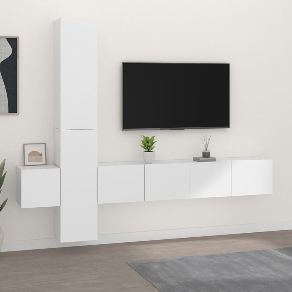 Ensemble de meubles TV 5 pcs Blanc Bois d'ingénierie - Photo n°1