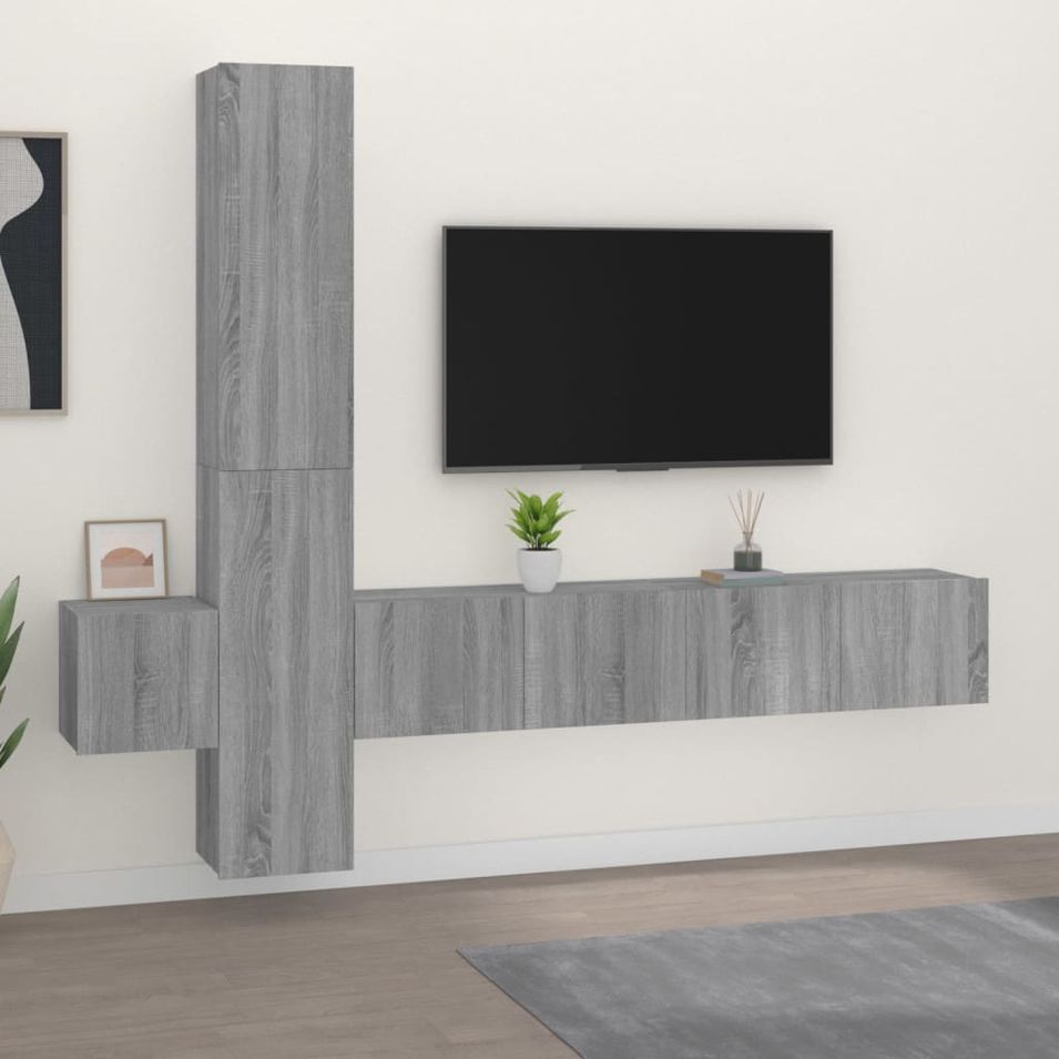 Ensemble de meubles TV 5 pcs Sonoma gris Bois d'ingénierie - Photo n°1