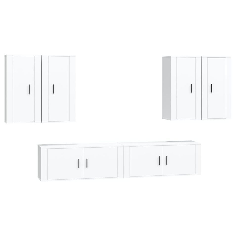 Ensemble de meubles TV 6 pcs Blanc Bois d'ingénierie - Photo n°1