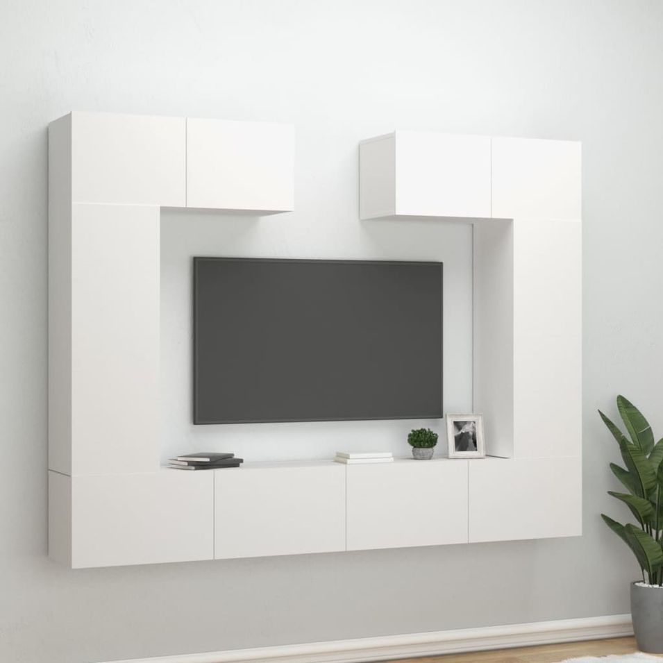 Ensemble de meubles TV 6 pcs Blanc Bois d'ingénierie - Photo n°1