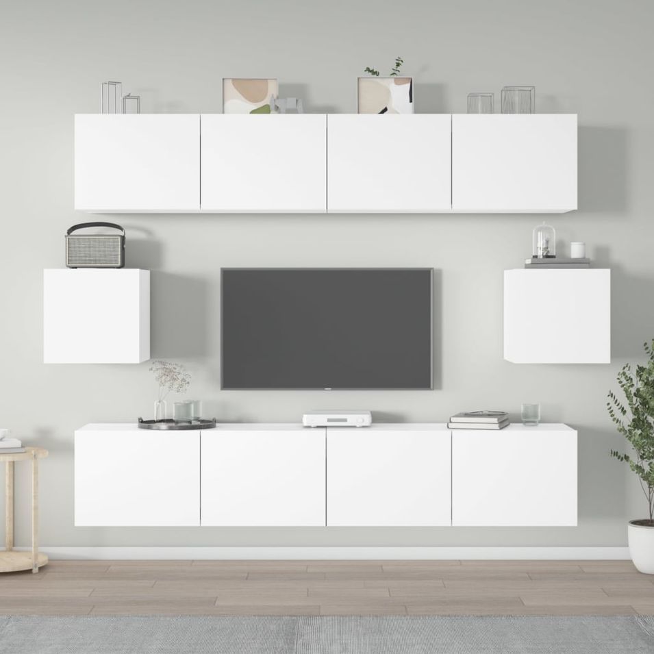 Ensemble de meubles TV 6 pcs Blanc Bois d'ingénierie - Photo n°1