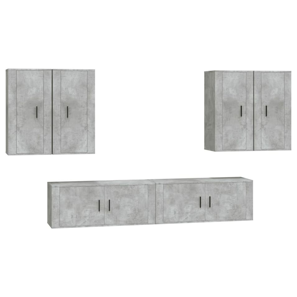 Ensemble de meubles TV 6 pcs Gris béton Bois d'ingénierie - Photo n°1