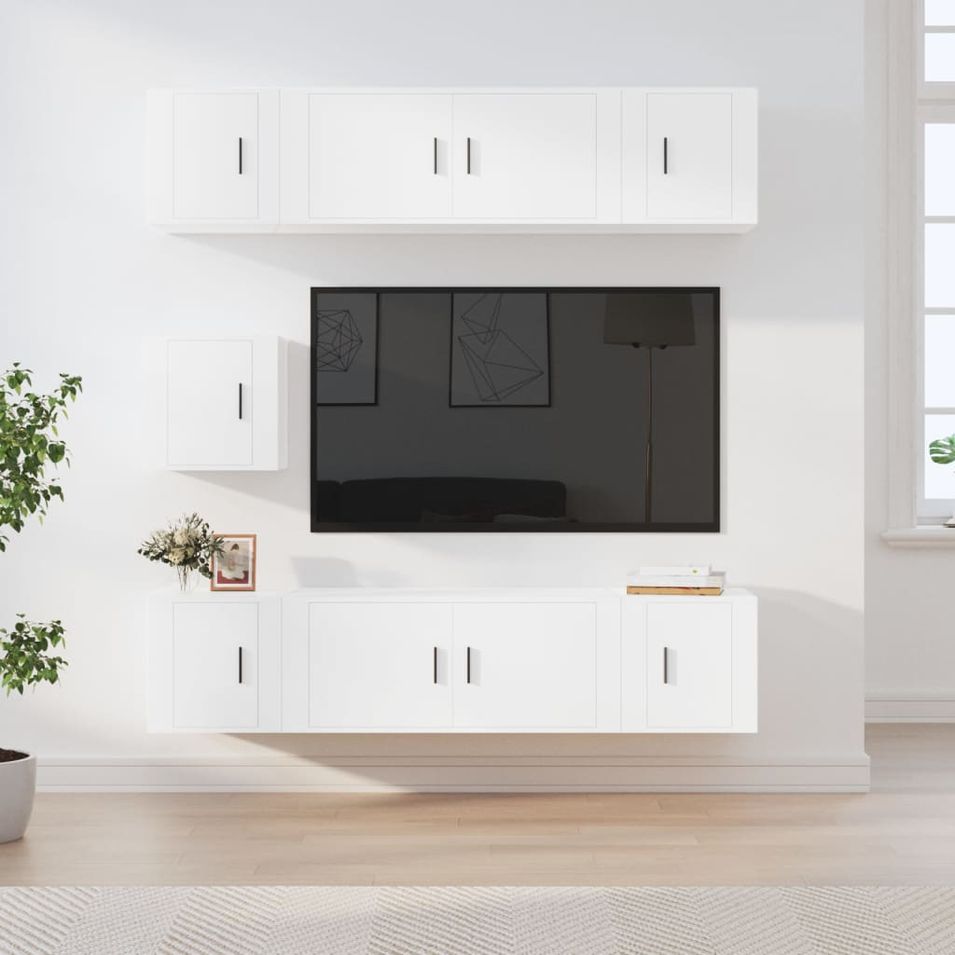 Ensemble de meubles TV 7 pcs Blanc Bois d'ingénierie - Photo n°1