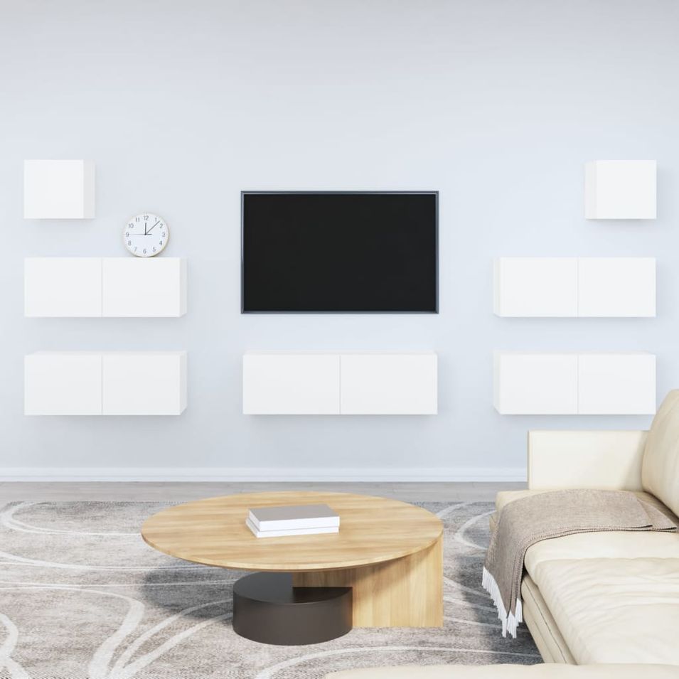 Ensemble de meubles TV 7 pcs Blanc Bois d'ingénierie - Photo n°1