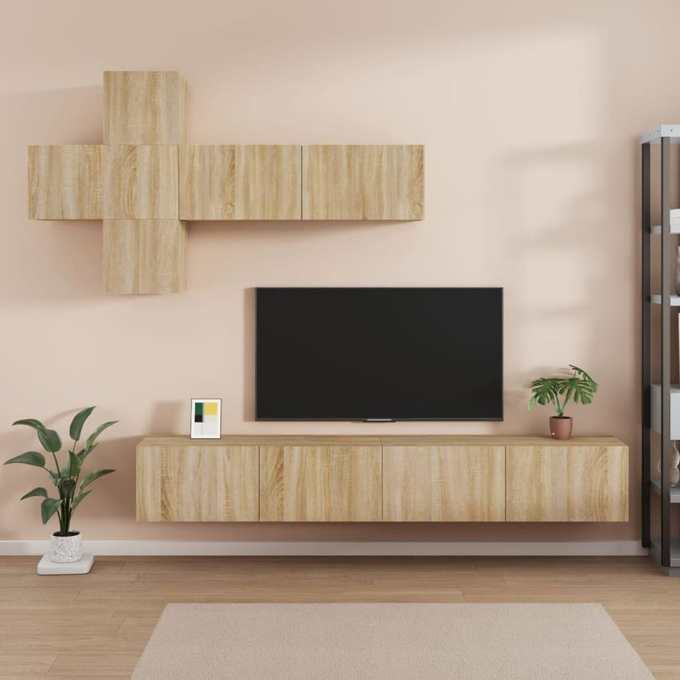 Ensemble de meubles TV 7 pcs Chêne sonoma Bois d'ingénierie - Photo n°1