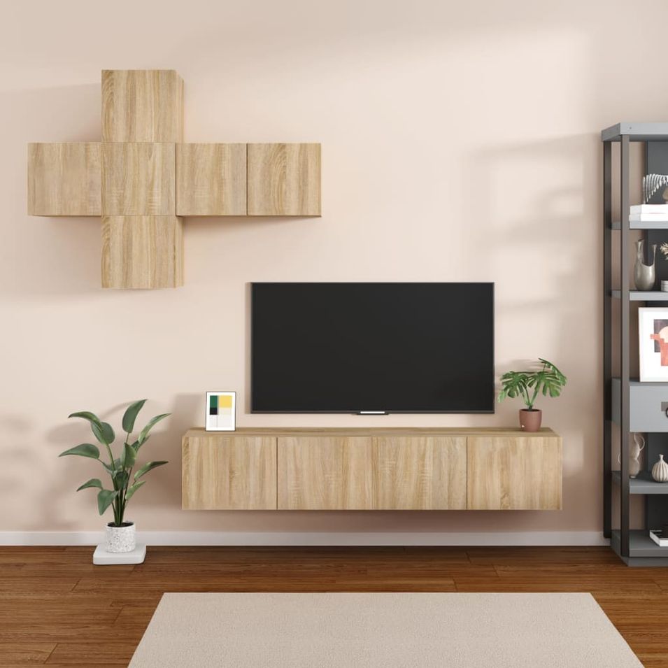 Ensemble de meubles TV 7 pcs Chêne sonoma Bois d'ingénierie - Photo n°1