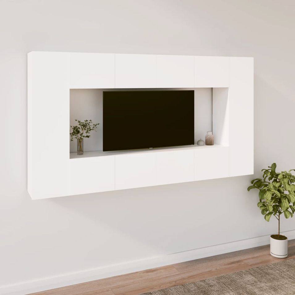 Ensemble de meubles TV 8 pcs Blanc Bois d'ingénierie - Photo n°1