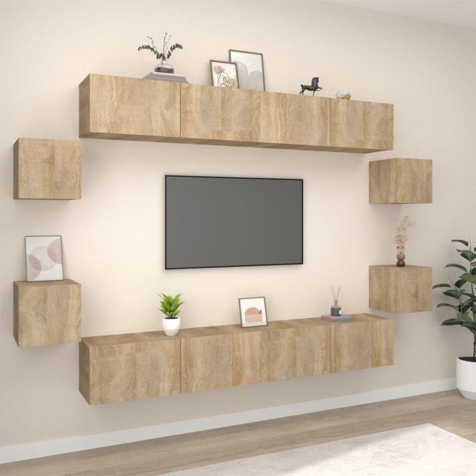 Ensemble de meubles TV 8 pcs Chêne sonoma Bois d'ingénierie - Photo n°1