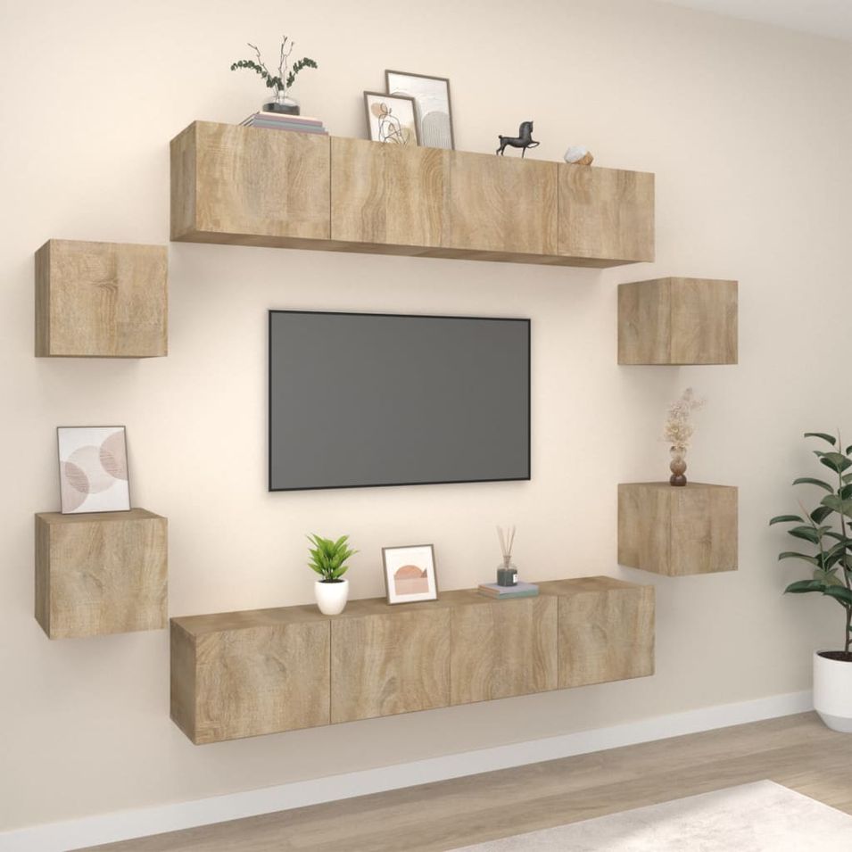 Ensemble de meubles TV 8 pcs Chêne sonoma Bois d'ingénierie - Photo n°1