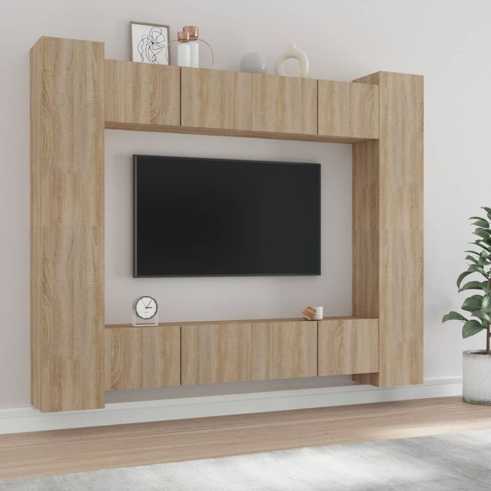 Ensemble de meubles TV 8 pcs Chêne sonoma Bois d'ingénierie - Photo n°1