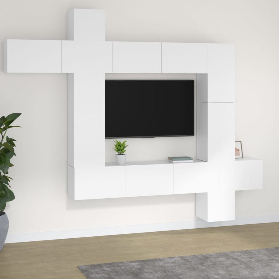 Ensemble de meubles TV 9 pcs Blanc Bois d'ingénierie - Photo n°1
