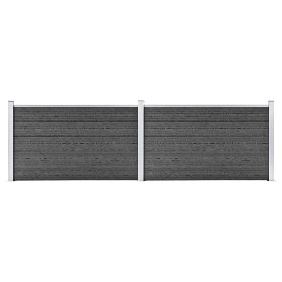 Ensemble de panneau de clôture WPC 353x105 cm Noir - Photo n°1