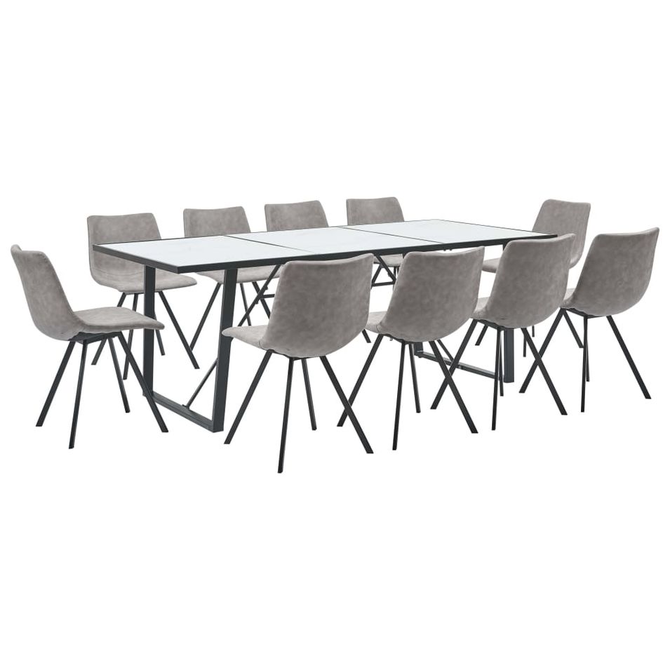 Ensemble de salle à manger 11 pcs Gris clair Similicuir 2 - Photo n°1