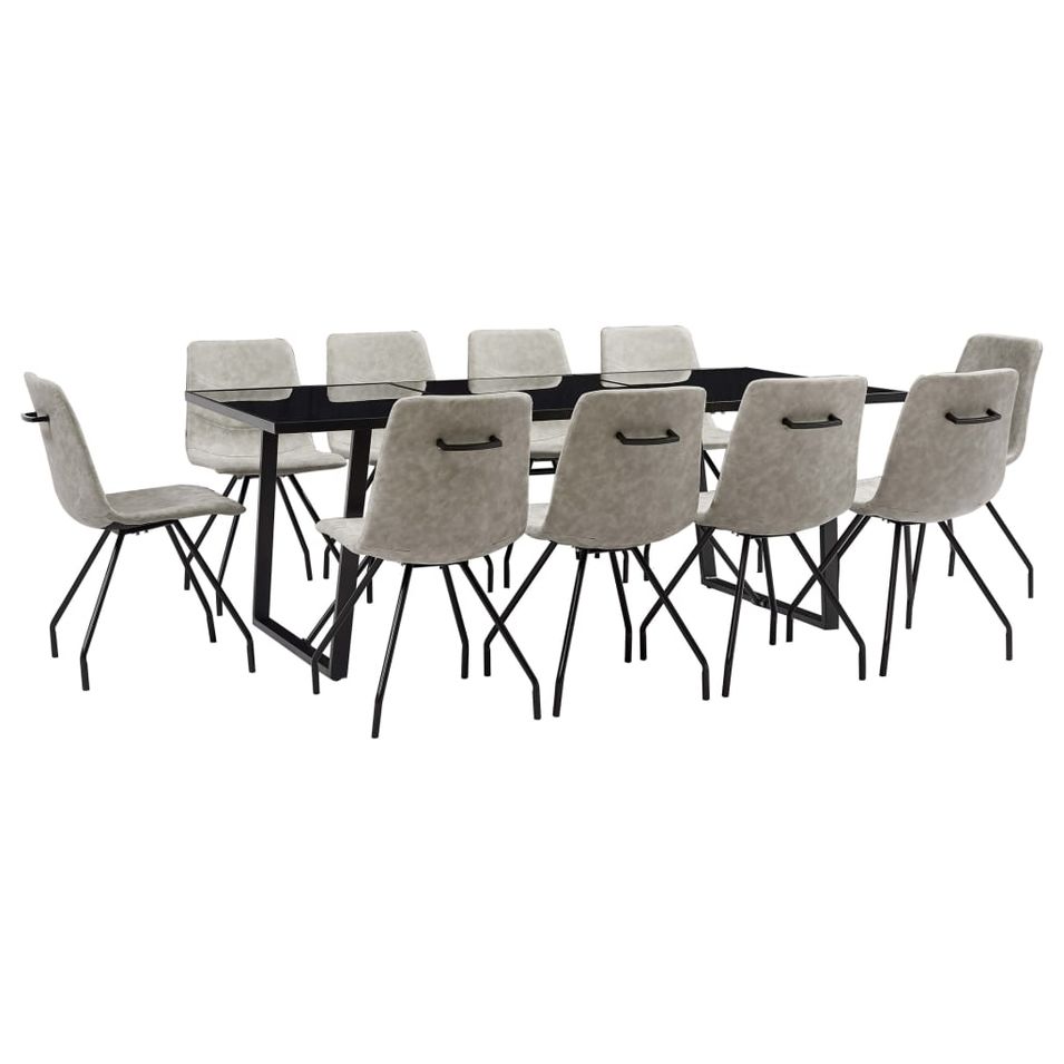 Ensemble de salle à manger 11 pcs Gris Similicuir 3 - Photo n°1