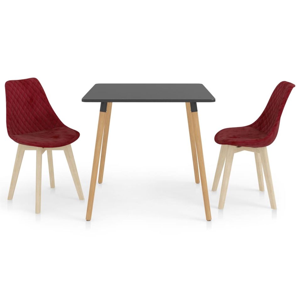 Ensemble de salle à manger 3 pcs Rouge bordeaux 2 - Photo n°1