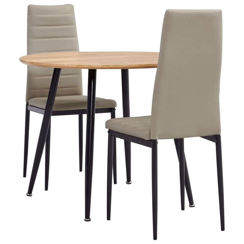 Ensemble de salle à manger 3 pcs Similicuir Cappuccino 5 - Photo n°1