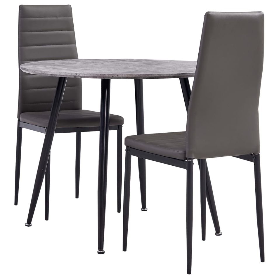 Ensemble de salle à manger 3 pcs Similicuir Gris 5 - Photo n°1