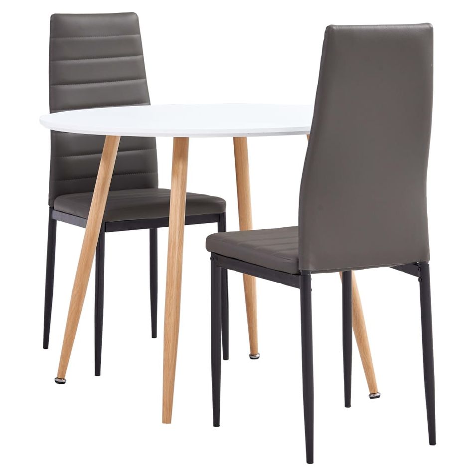 Ensemble de salle à manger 3 pcs Similicuir Gris 4 - Photo n°1