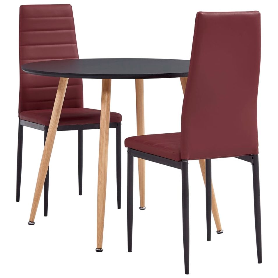 Ensemble de salle à manger 3 pcs Similicuir Rouge bordeaux 12 - Photo n°1