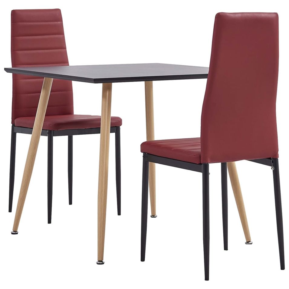Ensemble de salle à manger 3 pcs Similicuir Rouge bordeaux 11 - Photo n°1