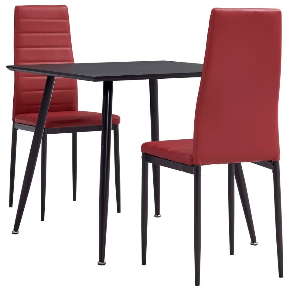Ensemble de salle à manger 3 pcs Similicuir Rouge bordeaux 4 - Photo n°1