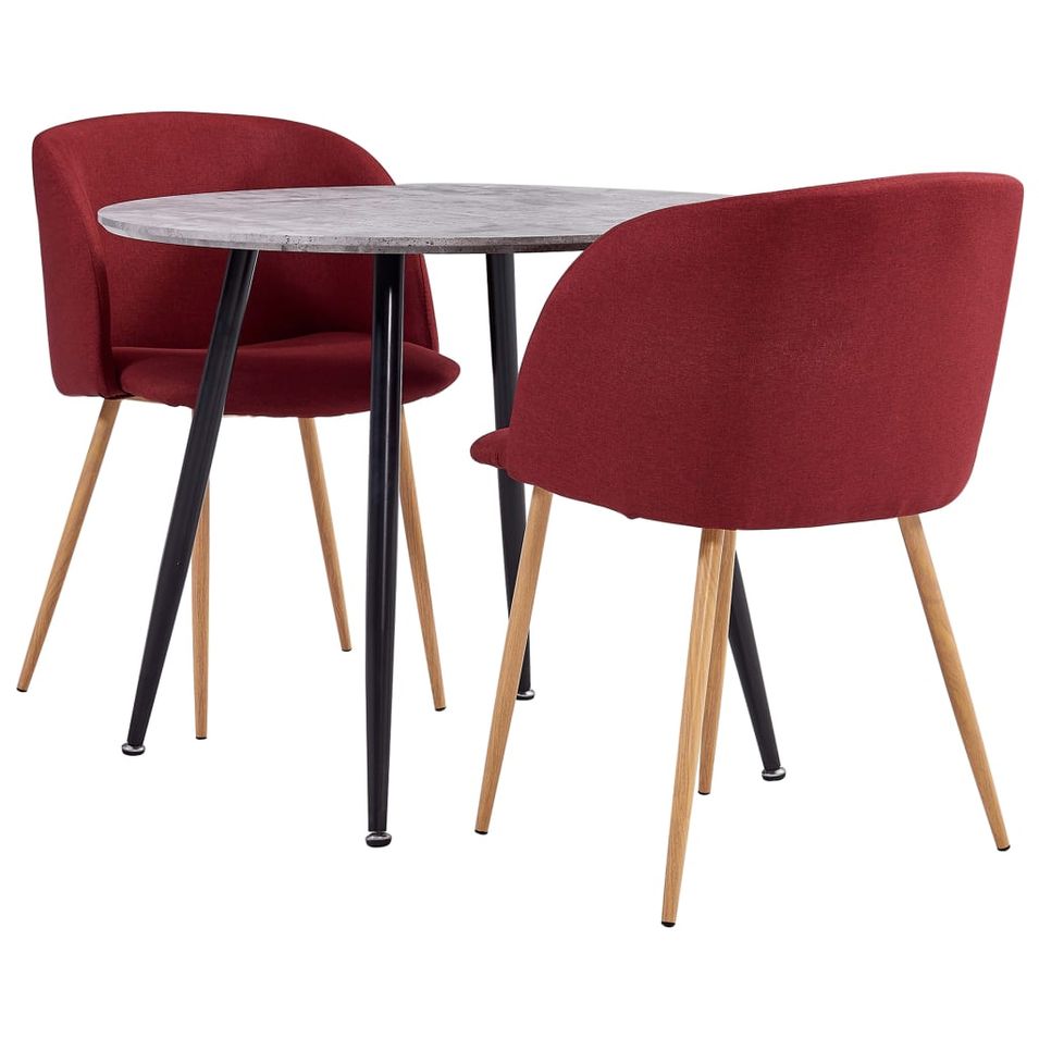 Ensemble de salle à manger 3 pcs Tissu Rouge bordeaux 6 - Photo n°1