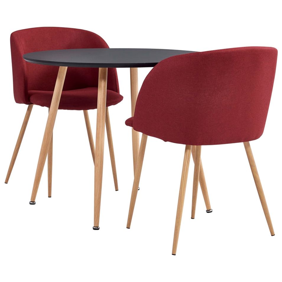 Ensemble de salle à manger 3 pcs Tissu Rouge bordeaux 4 - Photo n°1