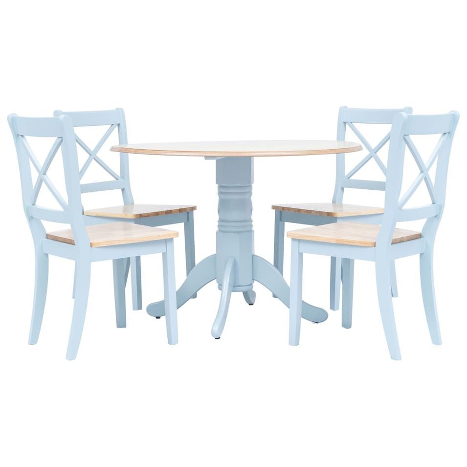 Ensemble de salle à manger 5 pcs Bois d'hévéa Gris et marron - Photo n°1