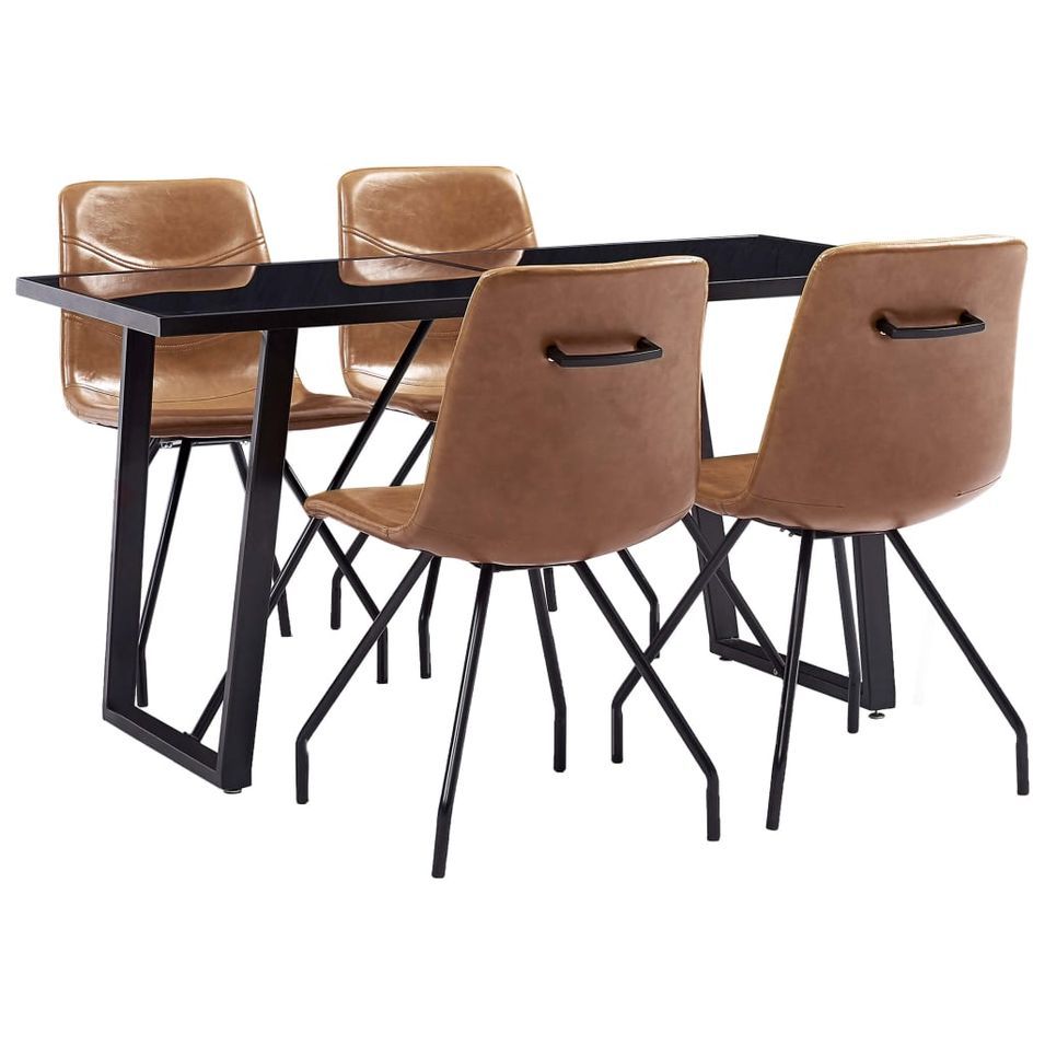 Ensemble de salle à manger 5 pcs Cognac Similicuir 4 - Photo n°1