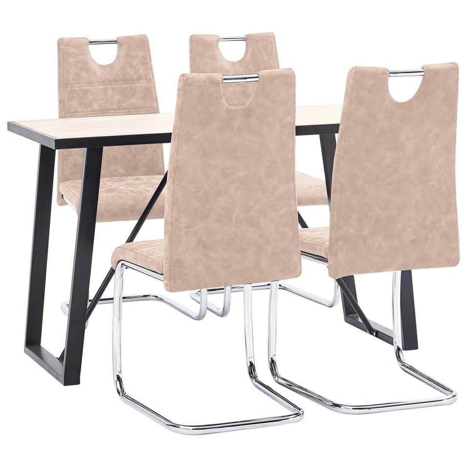 Ensemble de salle à manger 5 pcs Crème Similicuir 16 - Photo n°1