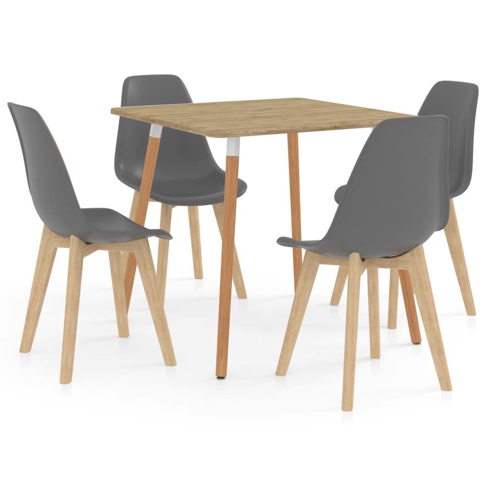 Ensemble de salle à manger 5 pcs Gris 5 - Photo n°1