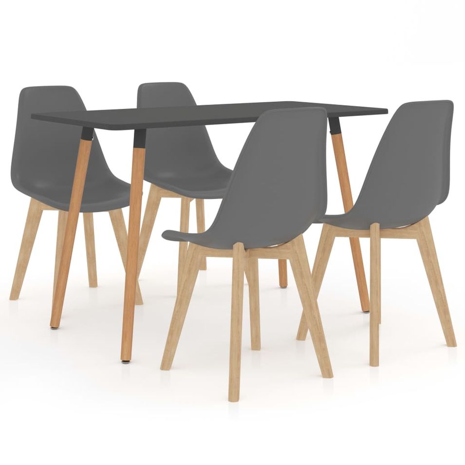 Ensemble de salle à manger 5 pcs Gris 6 - Photo n°1