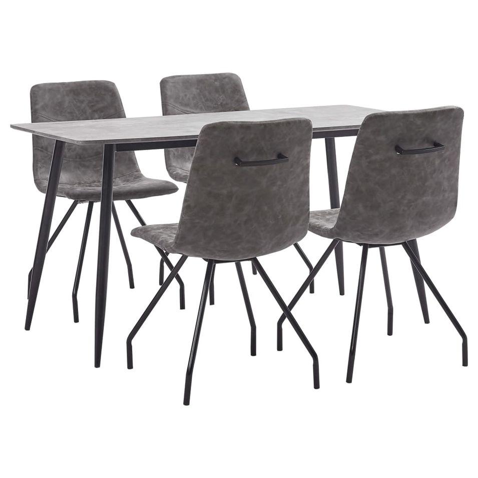 Ensemble de salle à manger 5 pcs Marron foncé Similicuir 4 - Photo n°1