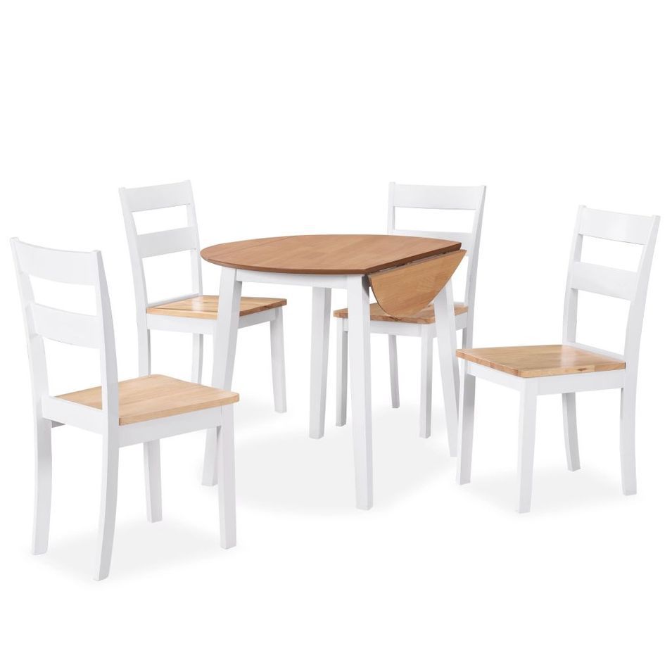 Ensemble de salle à manger 5 pcs MDF et hévéa Blanc - Photo n°1