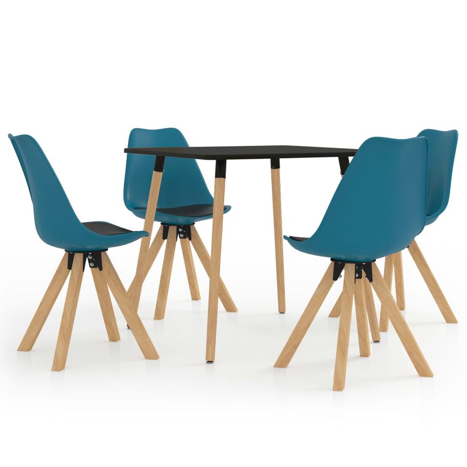 Ensemble de salle à manger 5 pcs Noir et turquoise 4 - Photo n°1