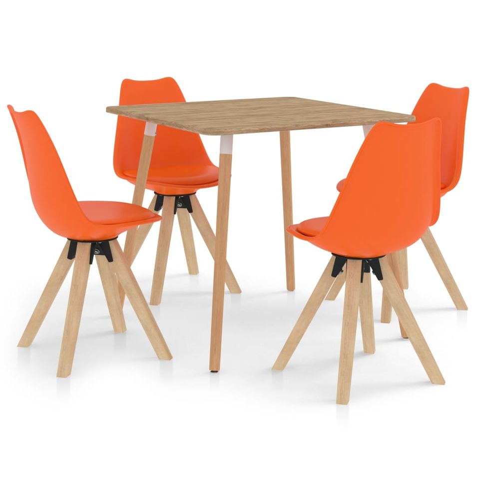 Ensemble de salle à manger 5 pcs Orange 5 - Photo n°1