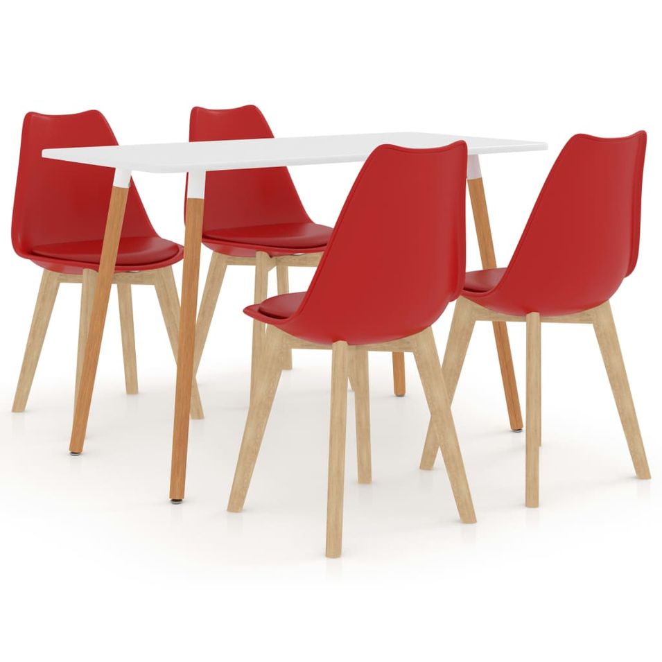 Ensemble de salle à manger 5 pcs Rouge 21 - Photo n°1