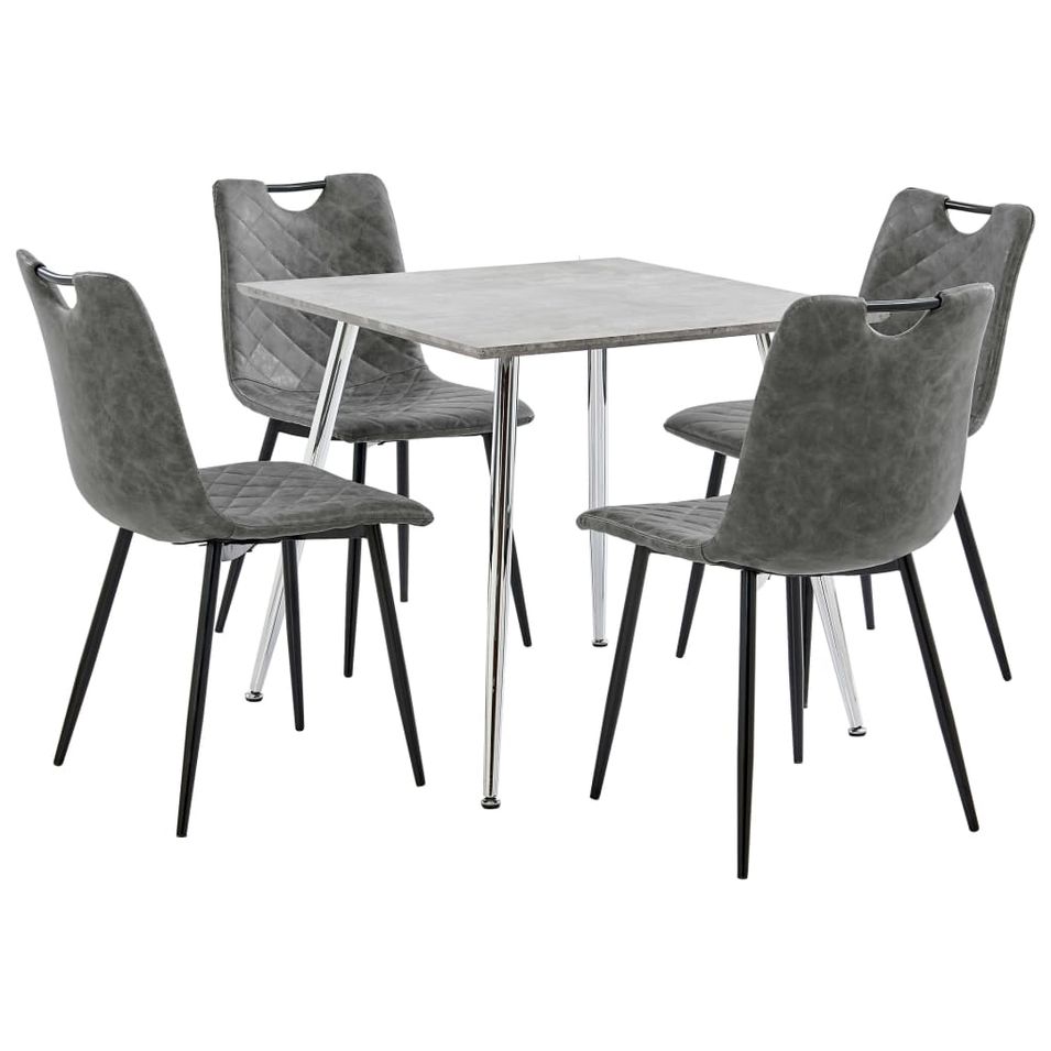 Ensemble de salle à manger 5 pcs Similicuir Gris foncé 2 - Photo n°1