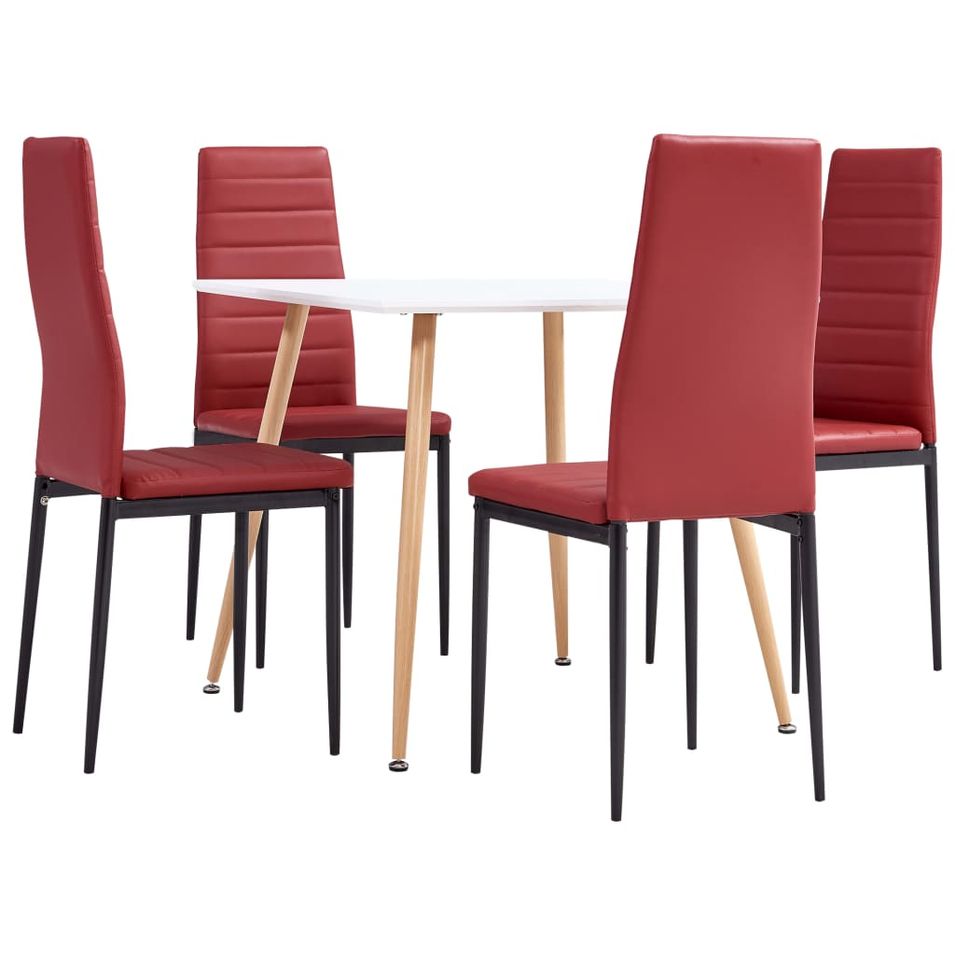 Ensemble de salle à manger 5 pcs Similicuir Rouge bordeaux 16 - Photo n°1