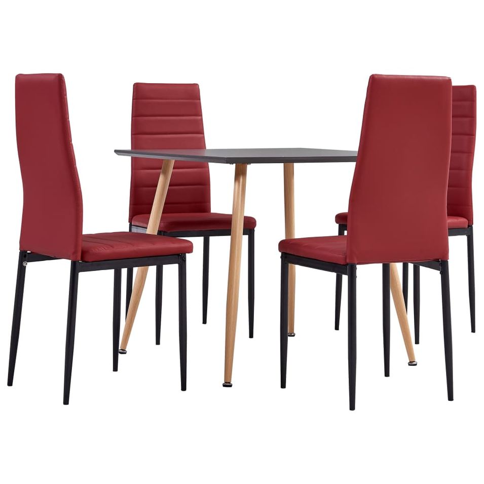 Ensemble de salle à manger 5 pcs Similicuir Rouge bordeaux 7 - Photo n°1