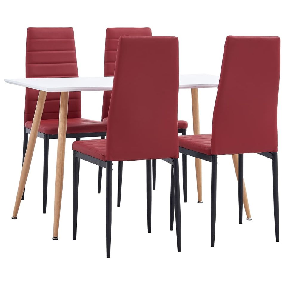 Ensemble de salle à manger 5 pcs Similicuir Rouge bordeaux 2 - Photo n°1