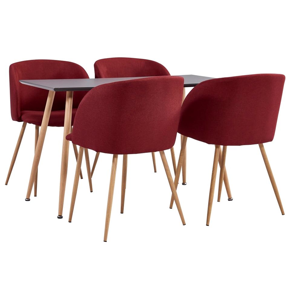 Ensemble de salle à manger 5 pcs Tissu Rouge bordeaux 13 - Photo n°1