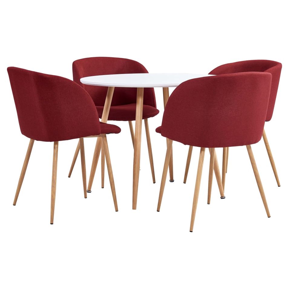 Ensemble de salle à manger 5 pcs Tissu Rouge bordeaux 16 - Photo n°1